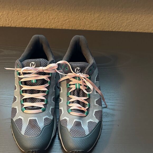 Merrell Shoes - Merrell Women's Gray and Teal Trail Hiking Sneakers Fiery Gor-Tex Size 10